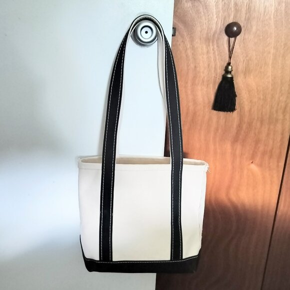 L.L. Bean Boat & Tote Black Small, Long Handles - Picture 3 of 5